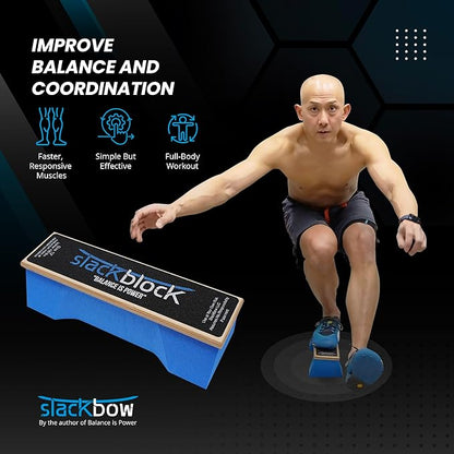 SlackBow SlackBlock Athletic Balance Trainer – Improve Balance, Stability, and Athletic Performance – Condition Your Body and Prevent Injury - Compact and Portable