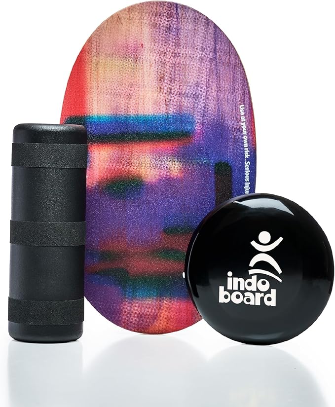 The Original Indo Board Training Package - Balance Board Trainer for Core Strength, Stability & Athletic Performance - Surfing, Skateboarding, Snowboarding, Yoga, Physical Therapy & More. Includes Board, Cushion and Roller.