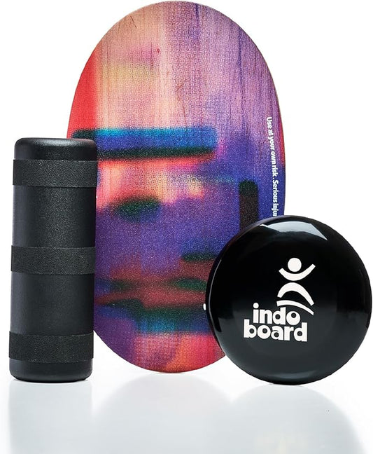 The Original Indo Board Training Package - Balance Board Trainer for Core Strength, Stability & Athletic Performance - Surfing, Skateboarding, Snowboarding, Yoga, Physical Therapy & More. Includes Board, Cushion and Roller.