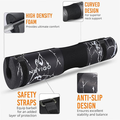 Barbell Pad Squat Pad for Lunges and Squats - Hip Thrust Pad for Standard and Olympic Bars - Provides Cushion to Neck and Shoulders While Training