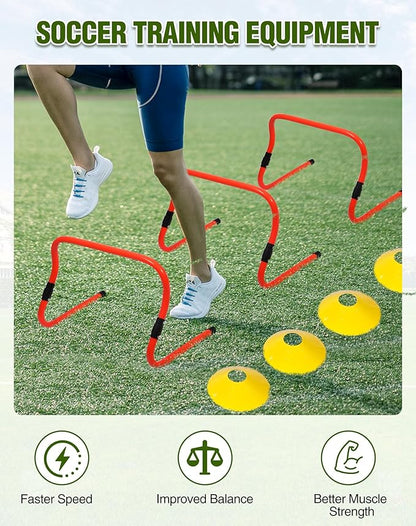 Lineslife Adjustable Agility Hurdles,4 Height Speed Training Hurdles, Portable Speed Training Equipment with Carry Bag for for Athletes,Kids,Soccer,Basketball