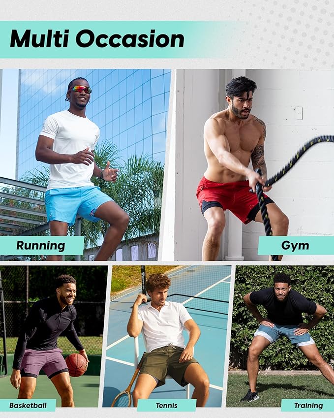 maamgic Mens Running Shorts with Compression Liner 5" Quick Dry Workout Shorts Anti-Chafe Gym Shorts 2 in 1 Athletic Shorts