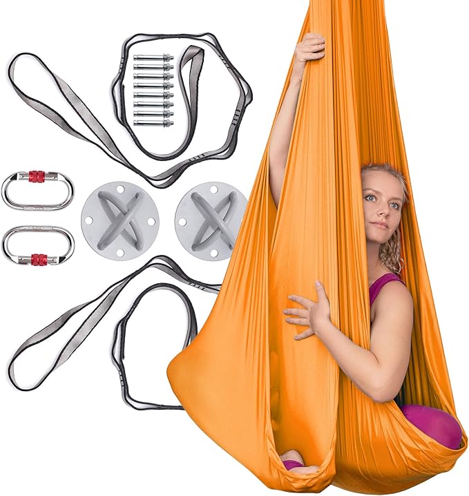 AyuHome Aerial Silks Kit for Home - Premium Yoga Swing for Kids and Adults with 660 lbs Capacity - Versatile Aerial Yoga Hammock for Gymnastics Training