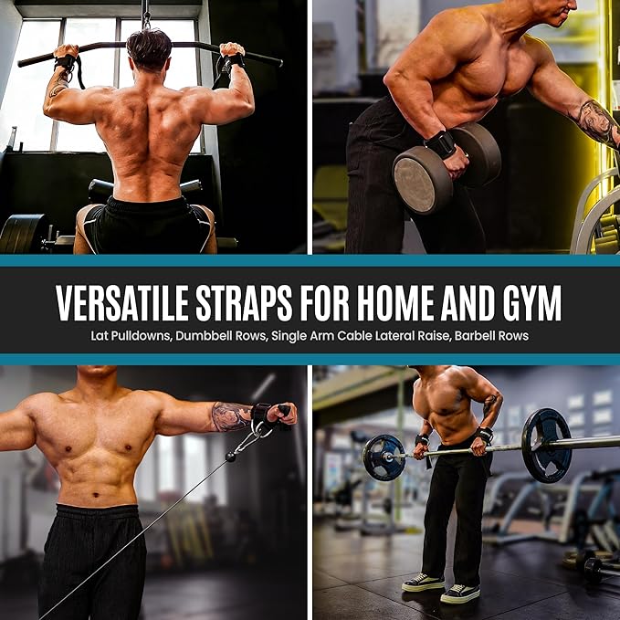 Weight Lifting Straps With D Rings, Padded Lifting Wrist Straps for Weightlifting, Non-Slip Gym Straps for Deadlift, Powerlifting, Cable Machine Workout, Lifting Strap for Gym Strength Training