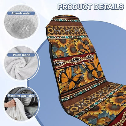 Bulopur Sweat Towel Car Seat Cover Aztec Sunflower Butterfly Post-Work Running Athletic Beach Towel Machine Washable Lightweight Breathable Floral Car Interior Accessories