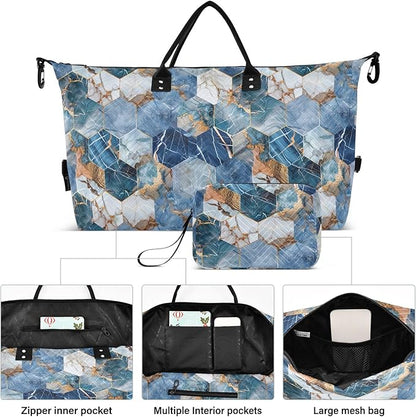 senya Weekender Bags Travel Duffel Gym Bag Hexagonal Nave Marble Carry on Overnight Tote Bag with Toiletry Bag for Airplane Travel Trip Gym Yoga, g366828860p1006c1071s2442
