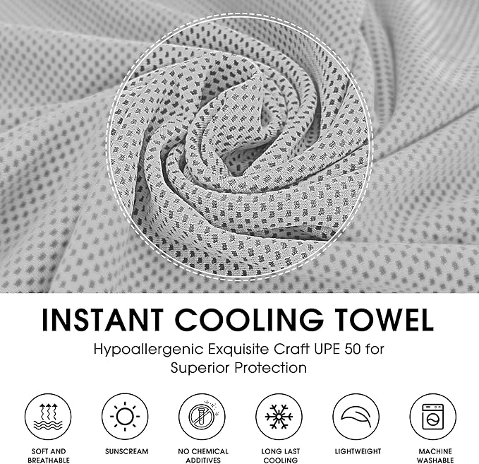 4Monster Cooling Towel for Neck and Face,Microfiber Cold Towel for Hot Weather,Quick Dry Ice Chilly Towel Cooling Rags for Neck Stay Cold for Gym,Yoga,Sport,Running,Camping,(40 x 12 inches, Gray)