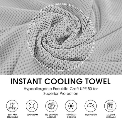 4Monster Cooling Towel for Neck and Face,Microfiber Cold Towel for Hot Weather,Quick Dry Ice Chilly Towel Cooling Rags for Neck Stay Cold for Gym,Yoga,Sport,Running,Camping,(40 x 12 inches, Gray)