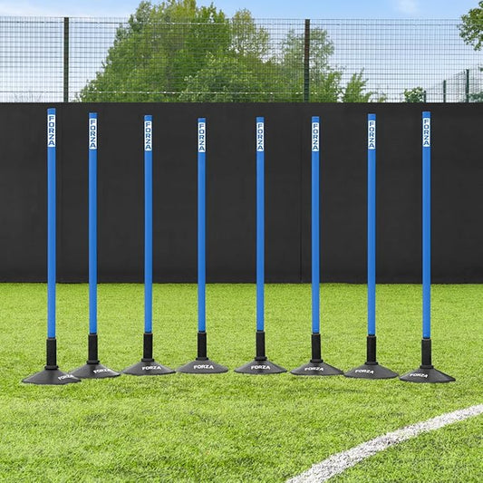 FORZA Slalom Agility Poles | Improve Endurance, Speed & Footwork | Color, Size & Rubber Base Options Available [8 Pack]