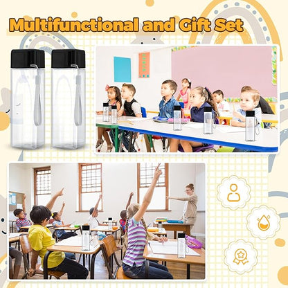 Nuogo 20 Pcs Water Bottles Bulk 17 oz Plastic Sports Water Bottles for Kids Adults Reusable Leak Proof Portable Large Drinking Cups for School Outdoor Gym Travel Fitness(Black)