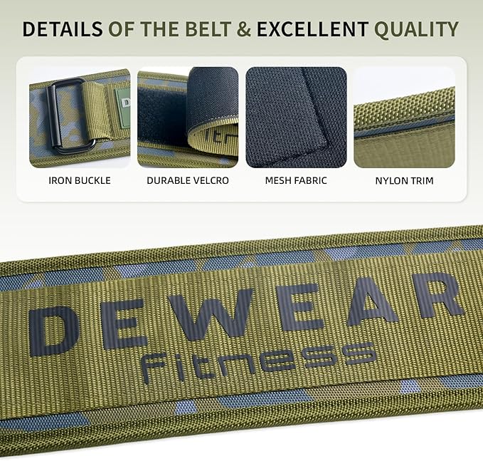 Durable Weight Lifting Belt, 4'' Wide Gym Belt for Bodybuilding, Powerlifting, Squats, Deadlift - Provides Lumbar Support & Stability for Men & Women