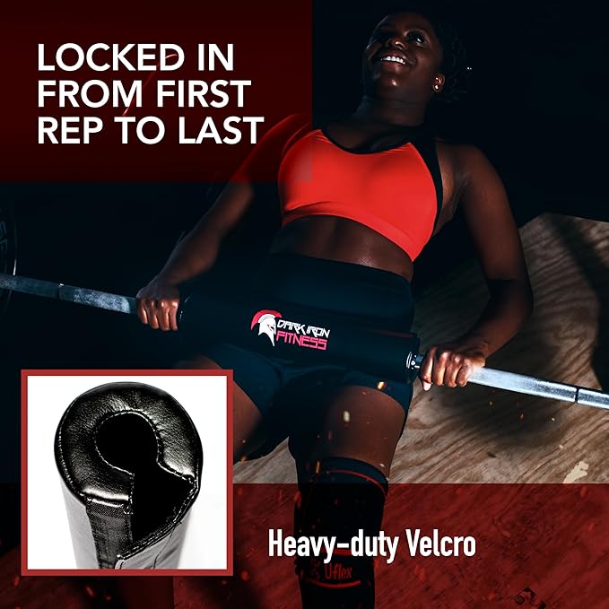 Dark Iron Fitness Barbell Pad w/Extra Thick Foam Padding, Non-Slip Hook and Loop Closure for Olympic Bars Weight Training Shoulder & Neck Protection Support, for Squats Hip Thrusts Lunges