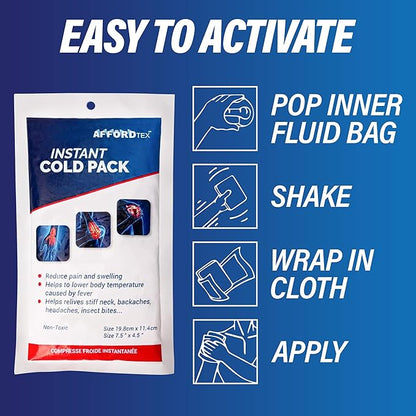 Instant Cold Pack -36 Count Disposable Large 7.5 x 4.5 Inches Ice Packs