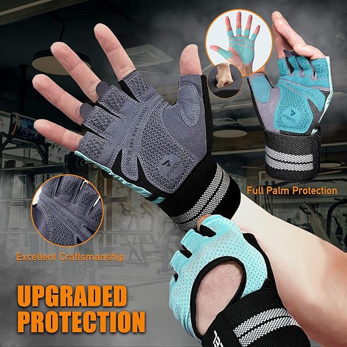 ATERCEL Weight Lifting Gloves Breathable Workout Gloves with Wrist Support for Gym, Exercise, Pull ups, Super Lightweight for Mens and Women, Full Palm Protection