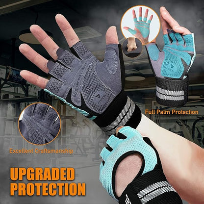 ATERCEL Weight Lifting Gloves Breathable Workout Gloves with Wrist Support for Gym, Exercise, Pull ups, Super Lightweight for Mens and Women, Full Palm Protection