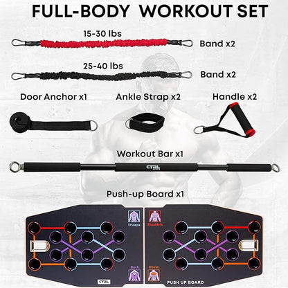 Resistance Band Bar for Fitness - Workout for Exercise, Squat, Biceps, Triceps, Shoulders, Back - Adjustable 3 Parts for Resistance Bands - Durable Portable Steel Pilates Bar