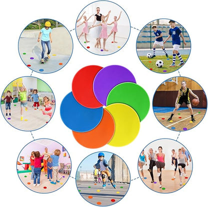 4Inch 9 Inch Poly Spot Markers for Gym Floor Poly Spots, 12/18/24/36 Pcs Round Non-Slip Rubber Floor Dots Agility Markers Flat Cones for Sports Soccer PE Training, Dance, Classroom Activities