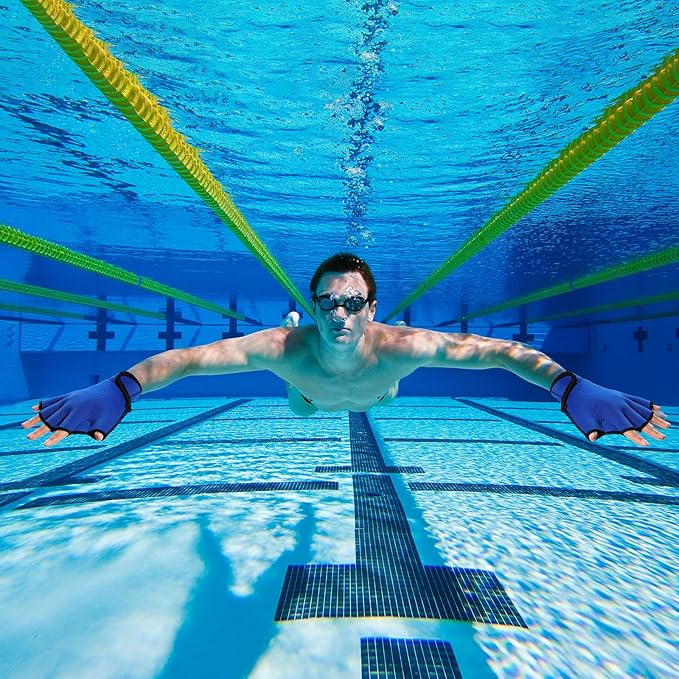 Sumind 2 Pairs Swimming Gloves Aquatic Training Gloves Neoprene Mittens Webbed Fitness Water Aerobics Resistance Training for Women Men Swimming Diving(Medium,Rose Red, Blue)