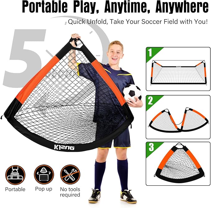 Kids Soccer Goal for Backyard Set - 2 of 6x4 ft Soccer Goals Training Equipment, Soccer Net for Kids Age 3-5 6-8 8-10 10-12, Ball, Targets for Toddler Kid Youth Soccer Games Sports Outdoor Play