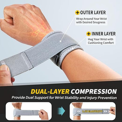 CAMBIVO Wrist Wraps for Men and Women 2 Pack, Adjustable Compression Wrist Brace for Carpal Tunnel, Wrist Support, Pain Relief, Lifting Straps Wrist Bands for Fitness, Weightlifting, Gym Workout