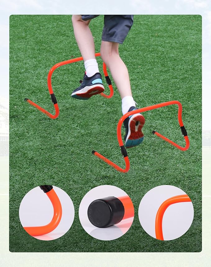 Lineslife Adjustable Agility Hurdles,4 Height Speed Training Hurdles, Portable Speed Training Equipment with Carry Bag for for Athletes,Kids,Soccer,Basketball
