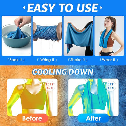 CIVPOWER 4 Pack Cooling Towels (40"x12"): Breathable Cooling Towel for Neck and Face - Microfiber Soft Chilly Towel for Yoga Gym Sport Running Workout Camping Climb