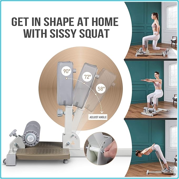 leikefitness Sissy Squat Machine, Deluxe Multi-Function Deep Sissy Squat Bench Workout Station, Leg Exercise Machine for Home Gym