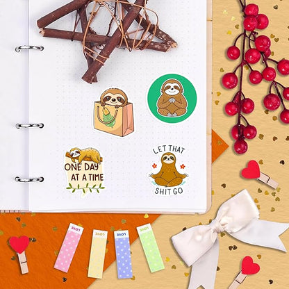 100Pcs Sloth Stickers and Decals for Water Bottle, Laptop - Sloth Gifts, Party Supplies & Decorations - Gift for Women & Men