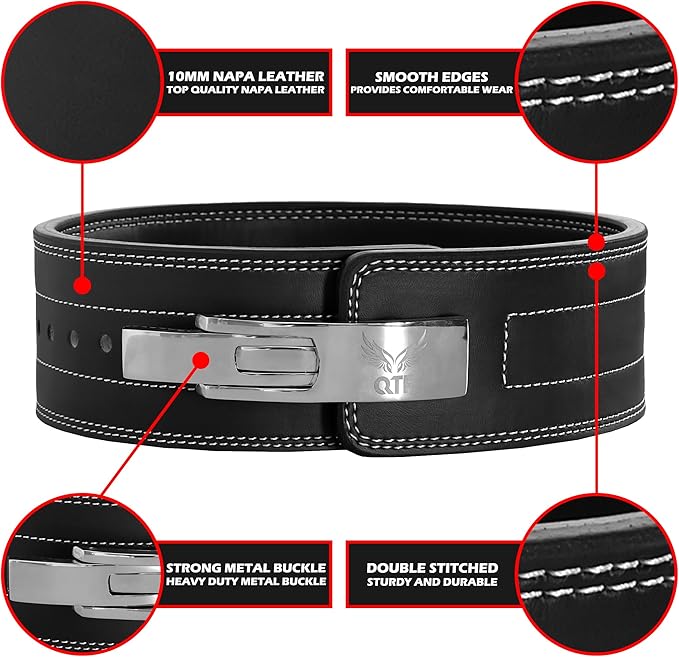 QTF'S Weight Lifting Lever Belt For Men and Women Made of Thick Leather Gym Training Belt Ideal for Weightlifting and Bodybuilding Squats and Deadlifts