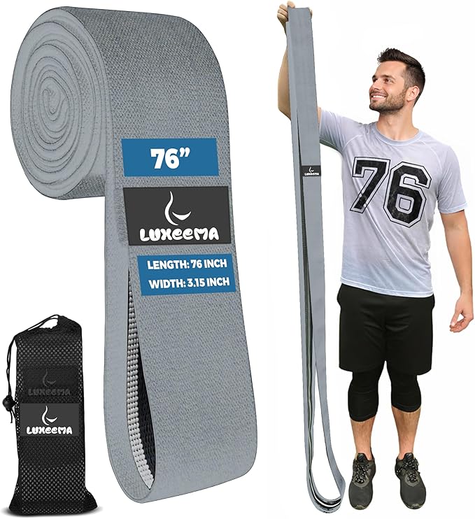 Performance Premium 76 inch Extended-Length Resistance Bands for Working Out | 3" Wide Non-Slip Extra Long Tall Thick Cloth Band, No Pinching & Snapping, Exercise Workout Fitness Stretch Band
