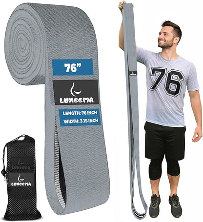 Performance Premium 76 inch Extended-Length Resistance Bands for Working Out | 3" Wide Non-Slip Extra Long Tall Thick Cloth Band, No Pinching & Snapping, Exercise Workout Fitness Stretch Band