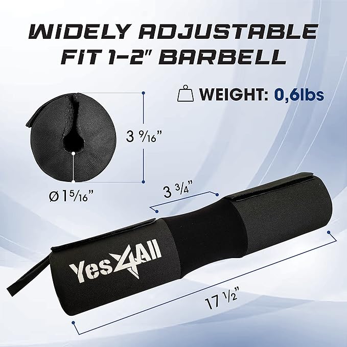 Yes4All Ergonomic Foam Bar Pad, Olympic Barbell Squat & Neck Pad for Squats, Hip Thrusts & Weight Lifting Bar