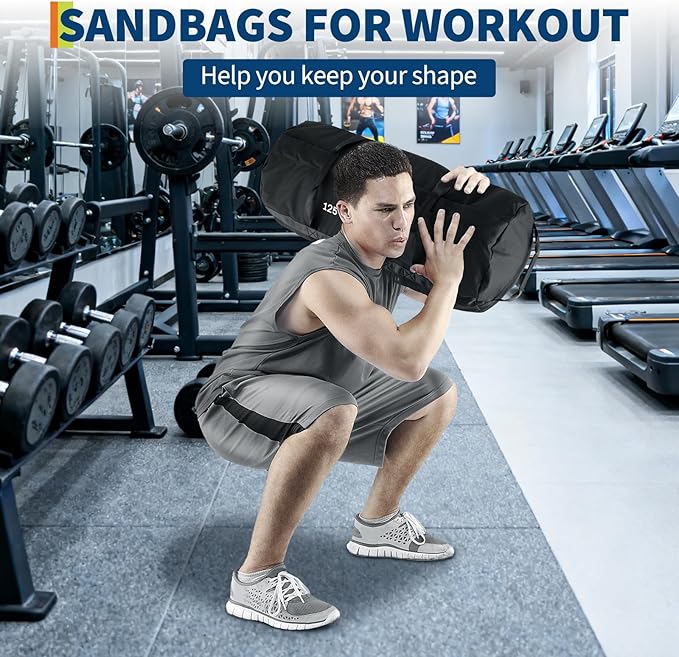 GarveeLife Workout Sandbag Unfilled - 5-200 LBS Heavy Duty Fitness Sandbag for Strength Training, Core & Full-Body Exercises | Adjustable Weight Home Gym