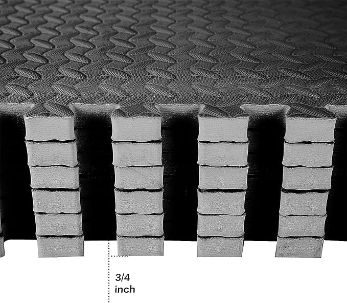BalanceFrom Puzzle Exercise Mat 3/4" Thick, EVA Interlocking Foam Floor Tiles for Home Gym, Mat for Home Workout Equipment, Floor Padding for Kids, Multiple Sizes and Colors