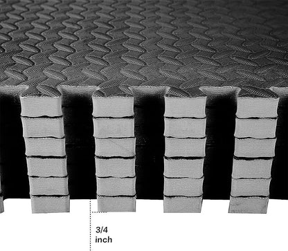 BalanceFrom Puzzle Exercise Mat 3/4" Thick, EVA Interlocking Foam Floor Tiles for Home Gym, Mat for Home Workout Equipment, Floor Padding for Kids, Multiple Sizes and Colors