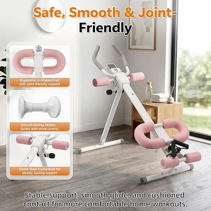 Multifunctional Ab Machine, 6-in-1 Ab Workout Equipment for Home Gym, Adjustable Core & Waist Trainer with 7 Height Levels & 2 Incline Angles, Rowing Mode, Knee Glider
