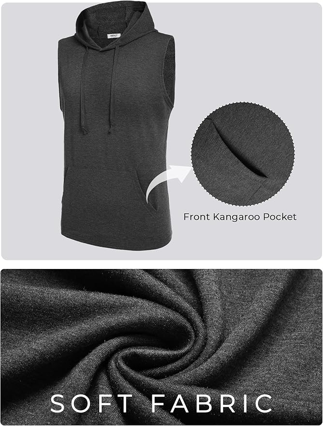 COOFANDY Mens Sleeveless Workout Hoodie Shorts Set 2 Piece Outfits Hooded Tank Tops Gym Tracksuit Sweatsuits