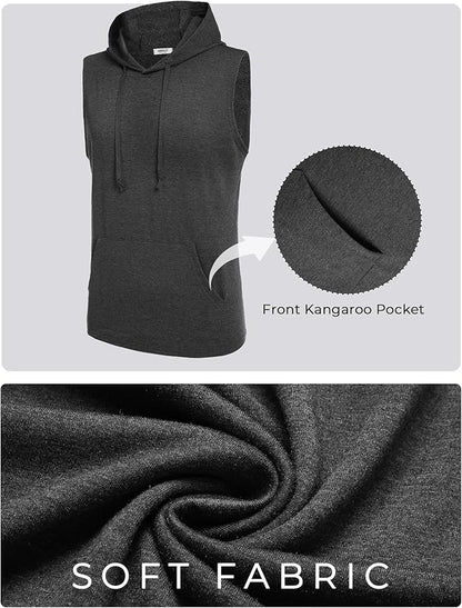 COOFANDY Mens Sleeveless Workout Hoodie Shorts Set 2 Piece Outfits Hooded Tank Tops Gym Tracksuit Sweatsuits