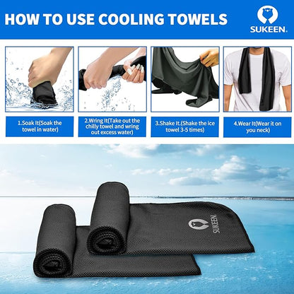 Sukeen Cooling Towel for Neck and Face (40"x12"), Microfiber Bulk Cooling Towels for Athletes Cooling Neck Wraps Instant Cooling Towels for Yoga,Gym,Golf,Running,Fitness and Workout