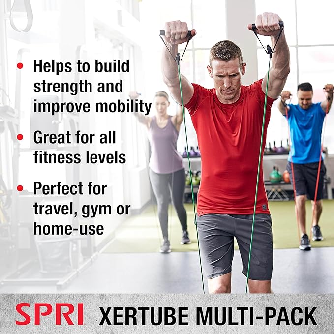 SPRI Xertube Resistance Bands with Handles – All Exercise Cords Sold Separately with Home Gym Workout Fitness Door Anchor Attachment Option
