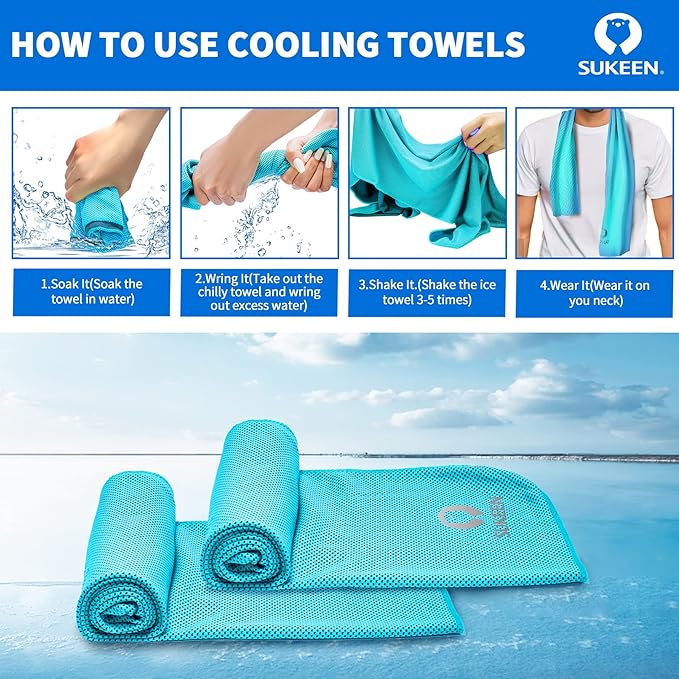 Sukeen Cooling Towel for Neck and Face (40"x12"), Microfiber Bulk Cooling Towels for Athletes Cooling Neck Wraps Instant Cooling Towels for Yoga,Gym,Golf,Running,Fitness and Workout