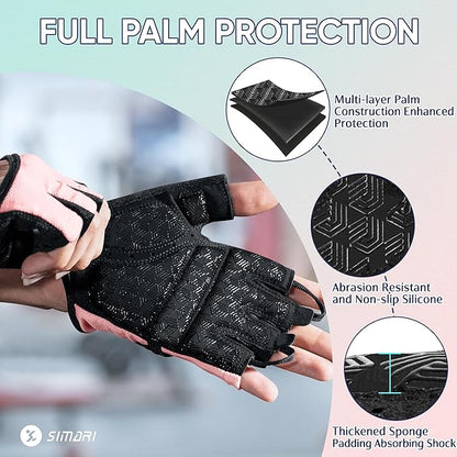 SIMARI Workout Gloves for Women Men with Full Palm Protection, Strong Grip, Cushion Impact, Breathable, Suitable for Gym Training, Kayaking, Weight Lifting, Exercise, Fitness, Cycling