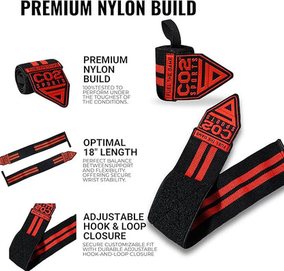 Wrist Straps for Weightlifting – 18” Heavy Duty Polyester Elastic Lifting Straps with Wrist Support, Gym Straps for Deadlifts, Pull Ups, Strength Training, Weight Lifting Accessories for Men & Women