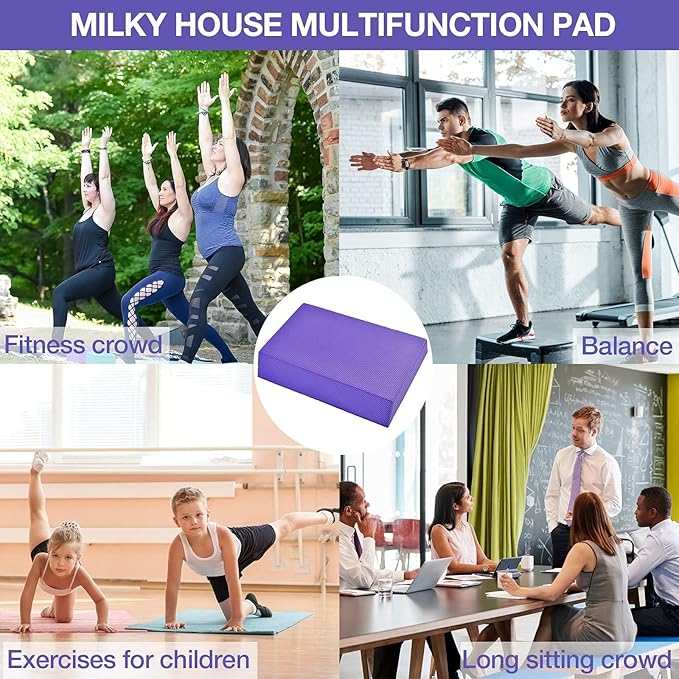 Balance Board Foam Pads, Yoga Mat Board for Balancing Exercises, Knee Cushioned Boards Mat, Women & Kid Fitness Training, 12X9.4X2.4 inch