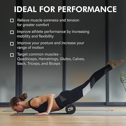 Invincible Fitness 17'' EPP Foam Roller for Deep Tissue Massage – Enhance Recovery, Relieve Pain, and Boost Mobility for a Stronger, Healthier You (Black)