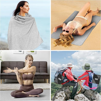 Quick Dry Microfiber Towel for Camping,Beach Travel Body Gym Hiking Swimming Pool Hot Yoga Mat Towels (Grey, 30X60 Inch)