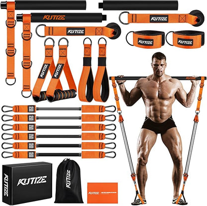 Pilates Bar Kit with Resistance Bands, Heavy Duty Pilates Equipment for Men, Training Bands with Handles for Legs, Hip, Back, Arm, Abs, Chest, Shoulders, Portable Home Gym Workout Equipment