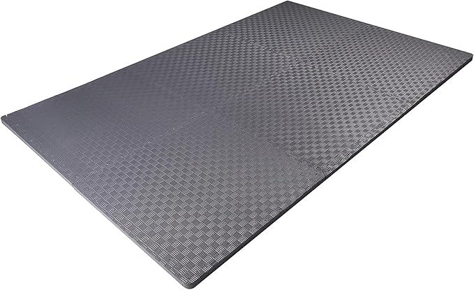 BalanceFrom Puzzle Exercise Mat 1" Thick, EVA Interlocking Foam Floor Tiles for Home Gym, Mat for Home Workout Equipment, Floor Padding for Kids, Gray, 24 in x 24 in x 1 in, 24 Sq Ft - 6 Tiles