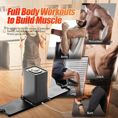 SR3 Pro Smart Home Gym - Max 180lbs All-in-One Foldable Strength Training Machine for Full Body Workouts, Adjustable Resistance Fitness Equipment for Men & Women, Compact Home Workout Cube
