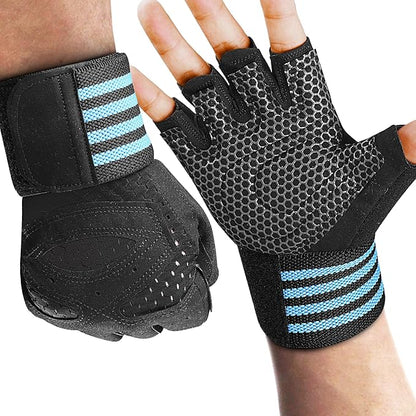 Workout Gloves for Men and Women,Ventilated Weight Lifting Gym Gloves with Wrist Wrap Support,for Weightlifting,Full Palm Protection,Training,Fitness,Hanging, black